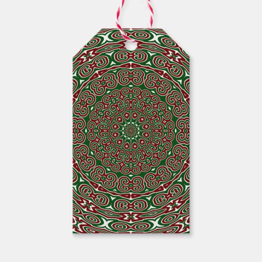 Fancy Weelderige Maximalistische Groovy Kerst Mand Cadeaulabel (Voorkant)