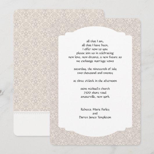 Fancy werveling tweede huwelijksuitnodigingen kaart (Voorkant / Achterkant)