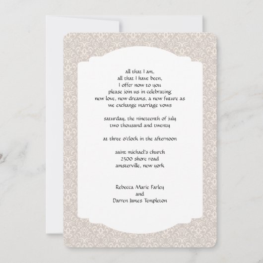 Fancy werveling tweede huwelijksuitnodigingen kaart (Voorkant)