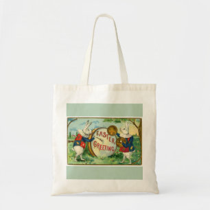 Fancy White Easter Bunnies Light Green Budget Tas