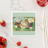 Fancy White Easter Bunnies Light Green Servet (Insitu)