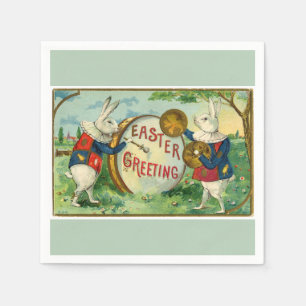 Fancy White Easter Bunnies Light Green Servet