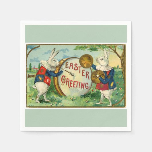 Fancy White Easter Bunnies Light Green Servet (Voorkant)