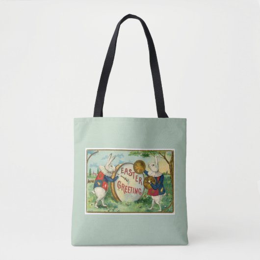 Fancy White Easter Bunnies Light Green Tote Bag (Voorkant)