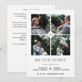 Fancy White Flourish Lace Effect 4 Photos Wedding  Save The Date (Voorkant / Achterkant)