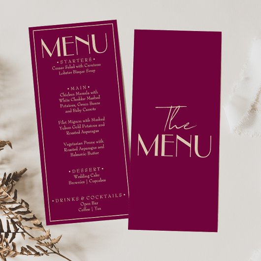 Fancy wijn oude geld retro luxe trouwmenu menu