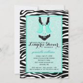 Fancy Wild Aqua Zebra Lingerie Shower Bachelorette Kaart (Voorkant)