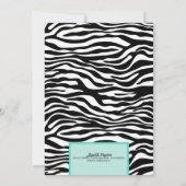 Fancy Wild Aqua Zebra Lingerie Shower Bachelorette Kaart (Achterkant)