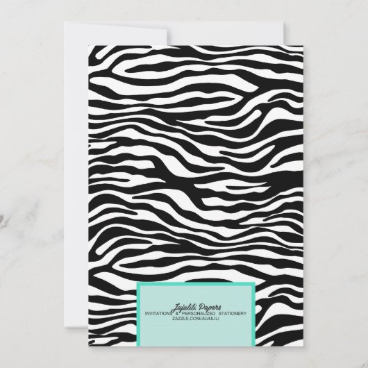 Fancy Wild Aqua Zebra Lingerie Shower Bachelorette Kaart (Achterkant)