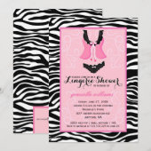Fancy Wild Pink Zebra Lingerie Shower Bachelorette Kaart (Voorkant / Achterkant)