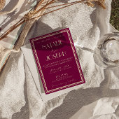 Fancy Wine Dusty Rose Old Money All In One Wedding Kaart