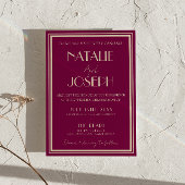 Fancy Wine Dusty Rose Old Money All In One Wedding Kaart