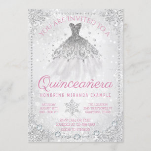 Fancy winter Wonderland Snowflake Quinceanera Kaart