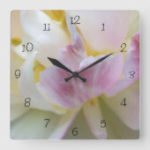 Fancy wit en roze tulp vierkante klok (Voorkant)
