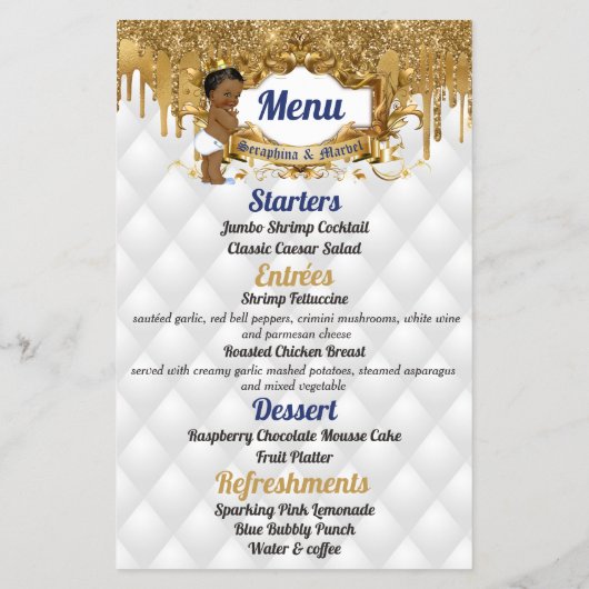 Fancy wit|Gold Drip Glitter African Prince Menu (Achterkant)