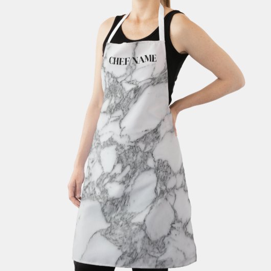 Fancy wit marmer schort voor het kookproces (Insitu)
