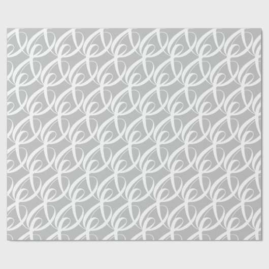 Fancy Wit Samenhorigheidssymbool op Zilveren Bruil Cadeaupapier (Vlak)