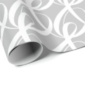 Fancy Wit Samenhorigheidssymbool op Zilveren Bruil Cadeaupapier (Rol Hoek)