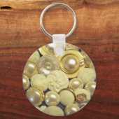 Fancy witte Button Collage Sleutelhanger (Voorkant)