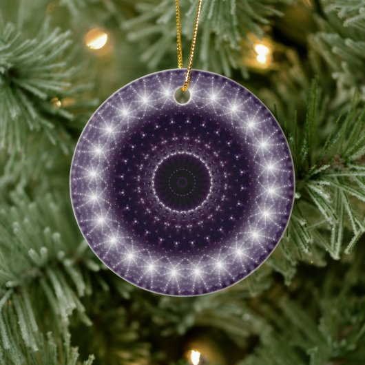 Fancy, witte en zwarte rand keramisch ornament (Boom)