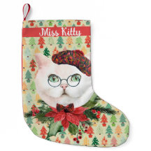 Fancy witte kat en poinsettia - Aangepast