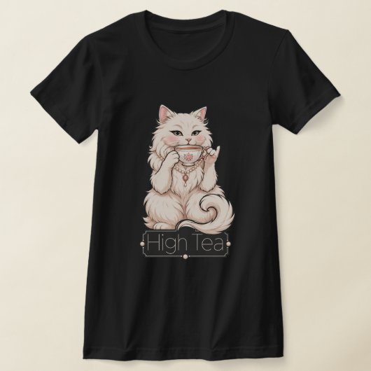 Fancy Witte Kat High Tea T-Shirt (Laagn)