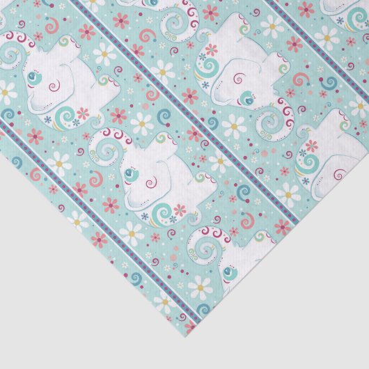 Fancy witte olifanten op parade tissuepapier (Detail)