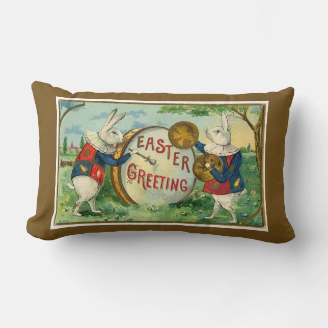 Fancy witte paasbundels donkerbruin omkeerbaar kussen (Voorkant)