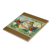 Fancy witte paasbundels donkerbruin tegeltje (Zijkant)