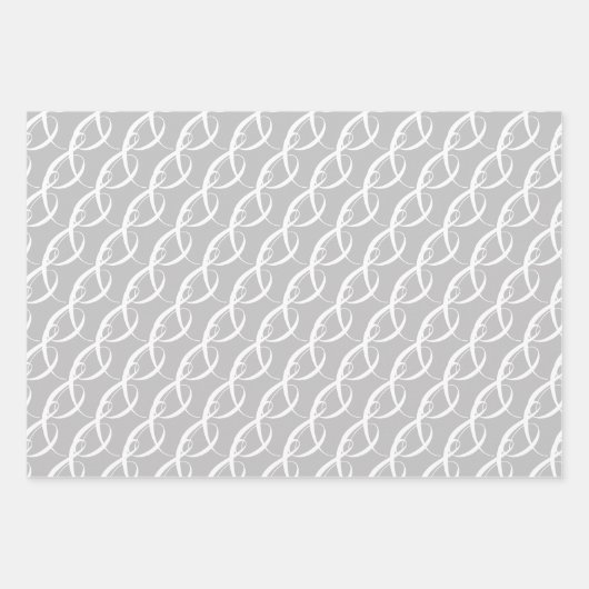 Fancy Witte Samenhorendheidssymbool op Zilveren Br Inpakpapier Vel (Voorkant 3)