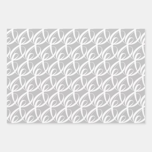 Fancy Witte Samenhorendheidssymbool op Zilveren Br Inpakpapier Vel (Voorkant)