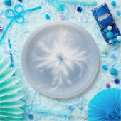 Fancy witte sneeuwvlok op blauw papieren bordje (Feest)