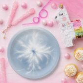 Fancy witte sneeuwvlok op blauw papieren bordje (Feest)