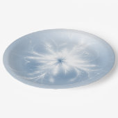 Fancy witte sneeuwvlok op blauw papieren bordje (Gekanteld)