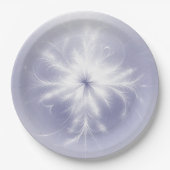 Fancy witte sneeuwvlok op Paarse Papieren Bordje (Voorkant)