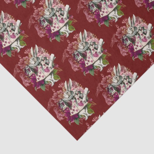 Fancy Wonderland White Rabbit on Red Tissuepapier (Detail)