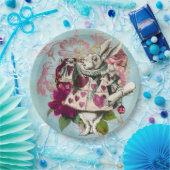 Fancy Wonderland White Rabbit Papieren Bordje (Feest)