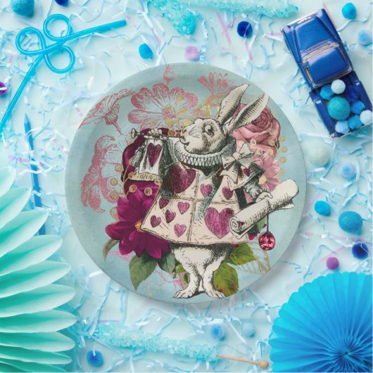 Fancy Wonderland White Rabbit Papieren Bordje (Feest)