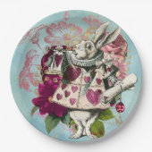 Fancy Wonderland White Rabbit Papieren Bordje (Voorkant)
