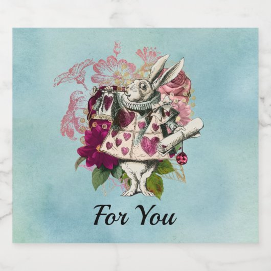 Fancy Wonderland White Rabbit Sparkling Wijnetiket (Enkel label)