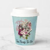 Fancy Wonderland White Rabbit Tea Party to Go Papieren Bekers (Voorkant)