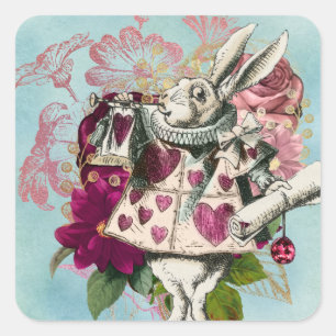 Fancy Wonderland White Rabbit Vierkante Sticker
