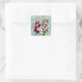 Fancy Wonderland White Rabbit Vierkante Sticker (Tas)