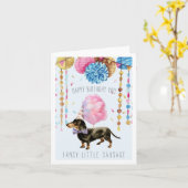 Fancy worst | Schattigee Teckel Verjaardag Kaart (Gele Bloem)