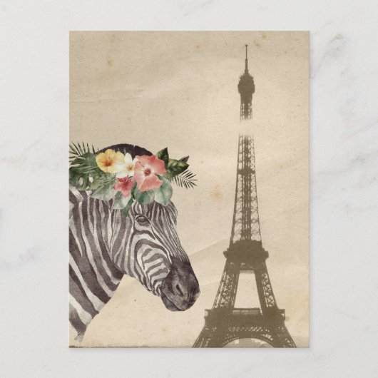 Fancy Zebra- en Eiffeltoren Briefkaart (Voorkant)