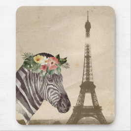 Fancy Zebra- en Eiffeltoren Muismat