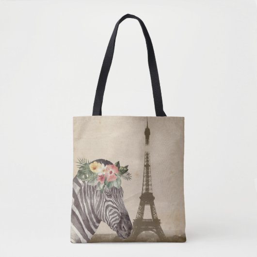 Fancy Zebra- en Eiffeltoren Tote Bag (Voorkant)