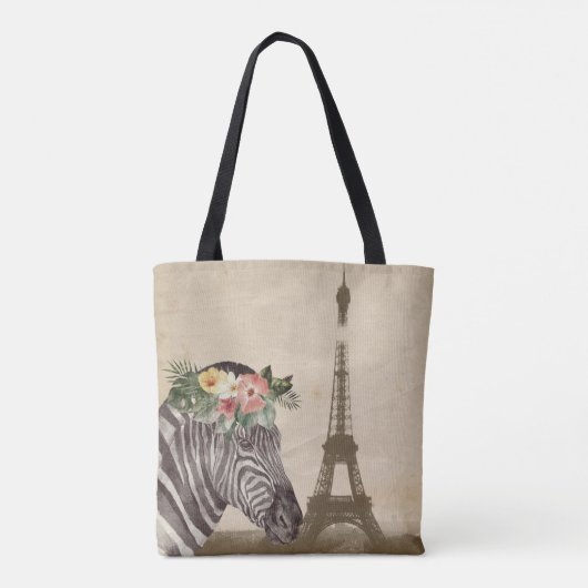 Fancy Zebra- en Eiffeltoren Tote Bag (Achterkant)