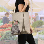 Fancy Zebra- en Eiffeltoren Tote Bag