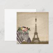Fancy Zebra- en EiffeltowerflatWenskaart (Voorkant / Achterkant)